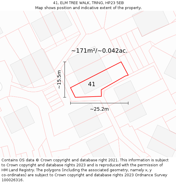 41, ELM TREE WALK, TRING, HP23 5EB: Plot and title map