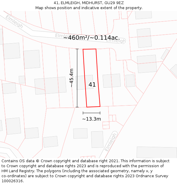 41, ELMLEIGH, MIDHURST, GU29 9EZ: Plot and title map