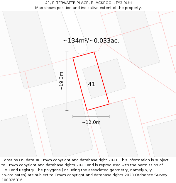 41, ELTERWATER PLACE, BLACKPOOL, FY3 9UH: Plot and title map