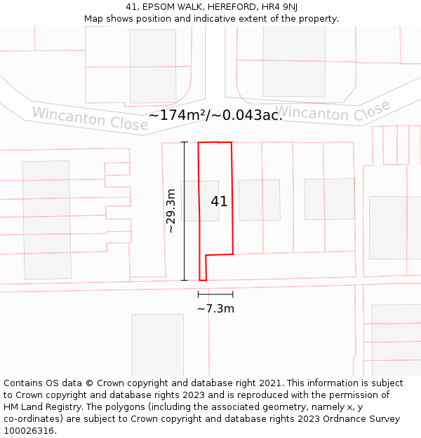 41, EPSOM WALK, HEREFORD, HR4 9NJ: Plot and title map