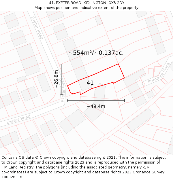 41, EXETER ROAD, KIDLINGTON, OX5 2DY: Plot and title map