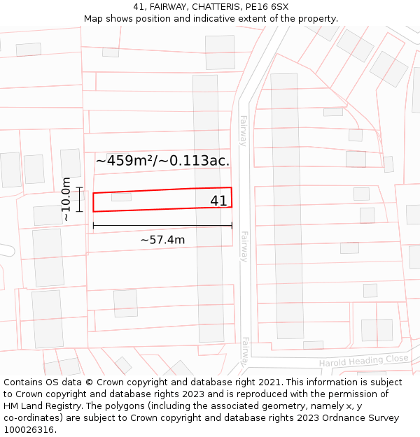 41, FAIRWAY, CHATTERIS, PE16 6SX: Plot and title map
