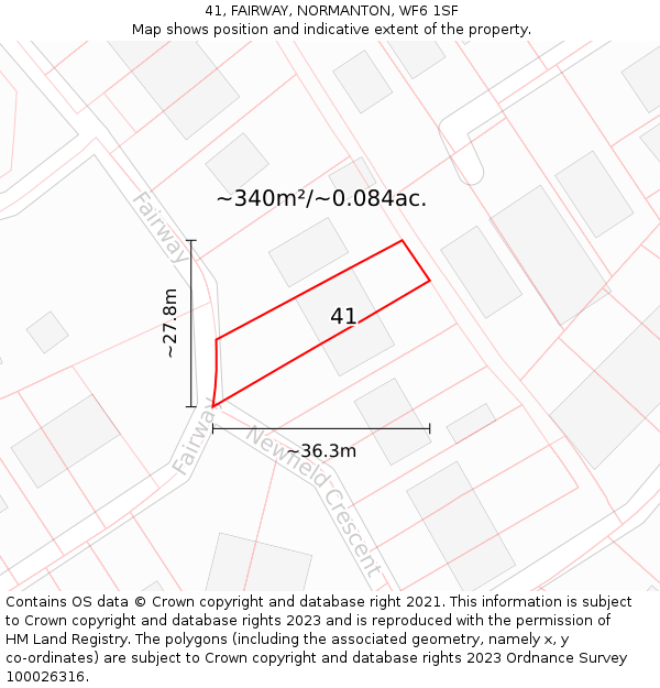 41, FAIRWAY, NORMANTON, WF6 1SF: Plot and title map