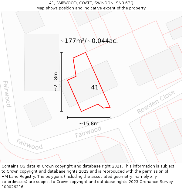 41, FAIRWOOD, COATE, SWINDON, SN3 6BQ: Plot and title map