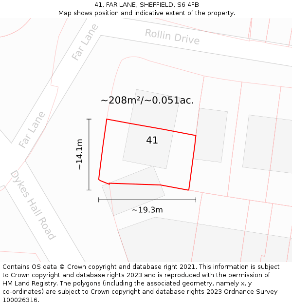 41, FAR LANE, SHEFFIELD, S6 4FB: Plot and title map