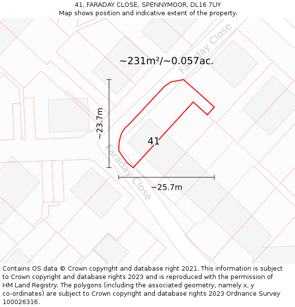 41, FARADAY CLOSE, SPENNYMOOR, DL16 7UY: Plot and title map