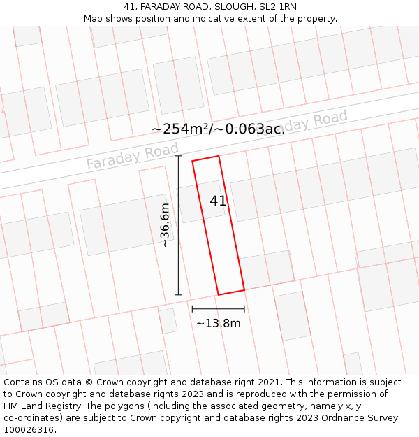 41, FARADAY ROAD, SLOUGH, SL2 1RN: Plot and title map
