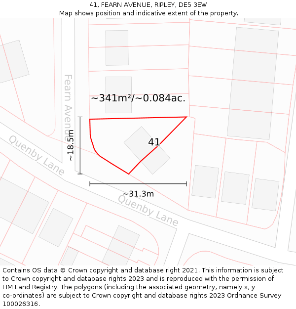 41, FEARN AVENUE, RIPLEY, DE5 3EW: Plot and title map