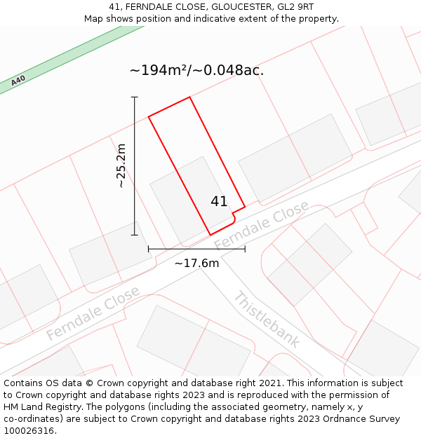 41, FERNDALE CLOSE, GLOUCESTER, GL2 9RT: Plot and title map