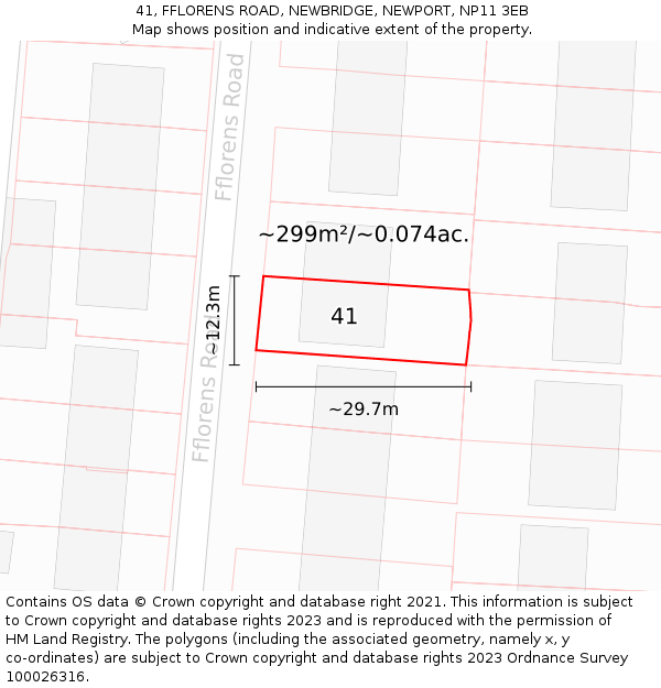 41, FFLORENS ROAD, NEWBRIDGE, NEWPORT, NP11 3EB: Plot and title map