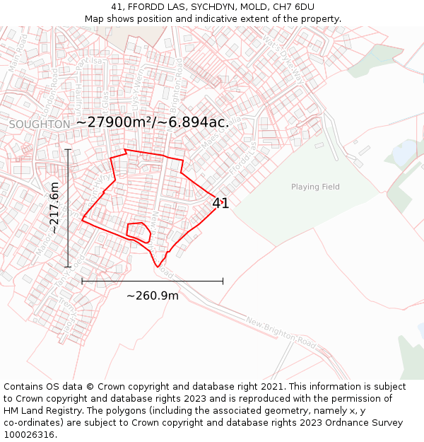 41, FFORDD LAS, SYCHDYN, MOLD, CH7 6DU: Plot and title map