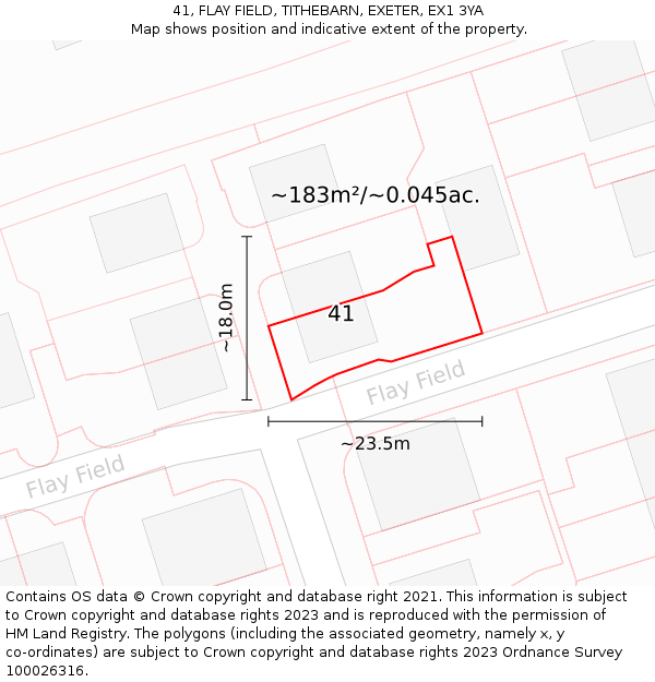 41, FLAY FIELD, TITHEBARN, EXETER, EX1 3YA: Plot and title map