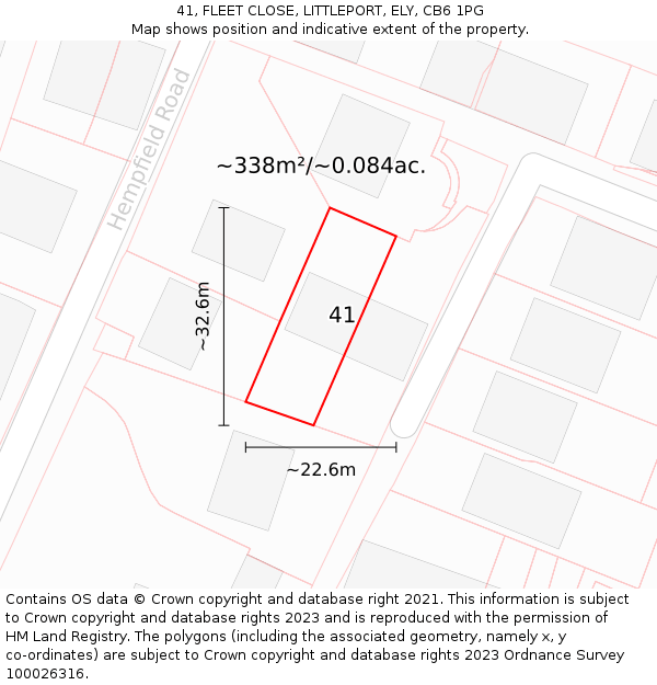 41, FLEET CLOSE, LITTLEPORT, ELY, CB6 1PG: Plot and title map