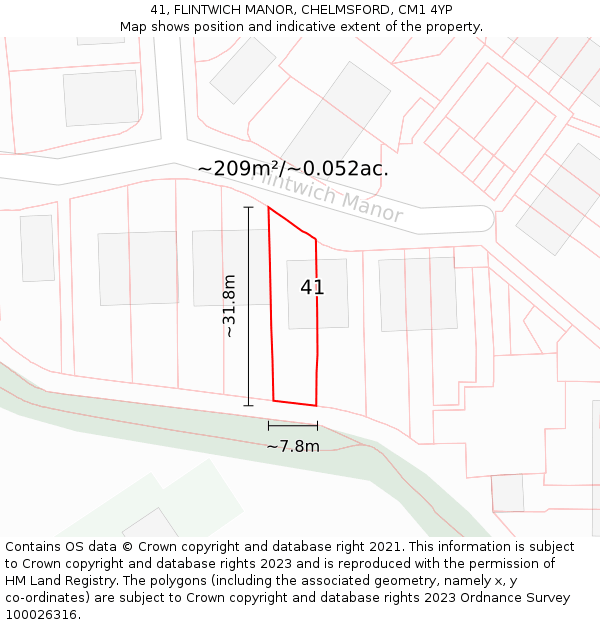 41, FLINTWICH MANOR, CHELMSFORD, CM1 4YP: Plot and title map