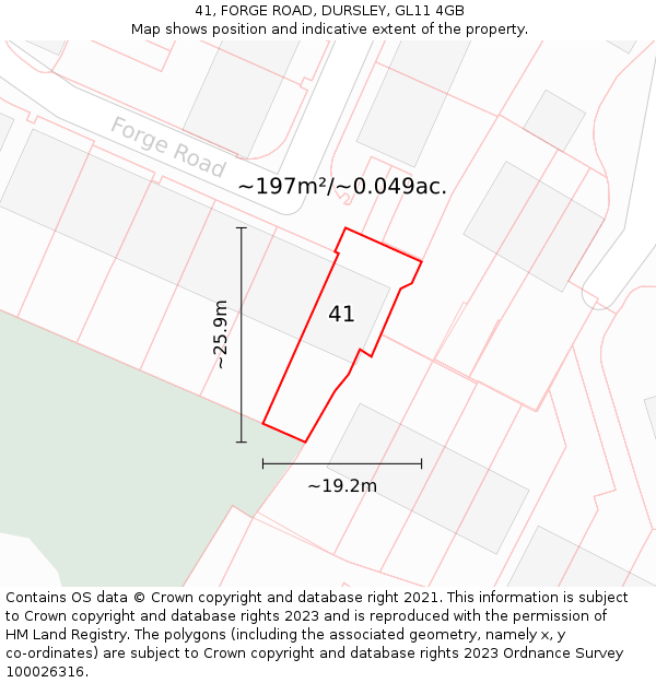 41, FORGE ROAD, DURSLEY, GL11 4GB: Plot and title map