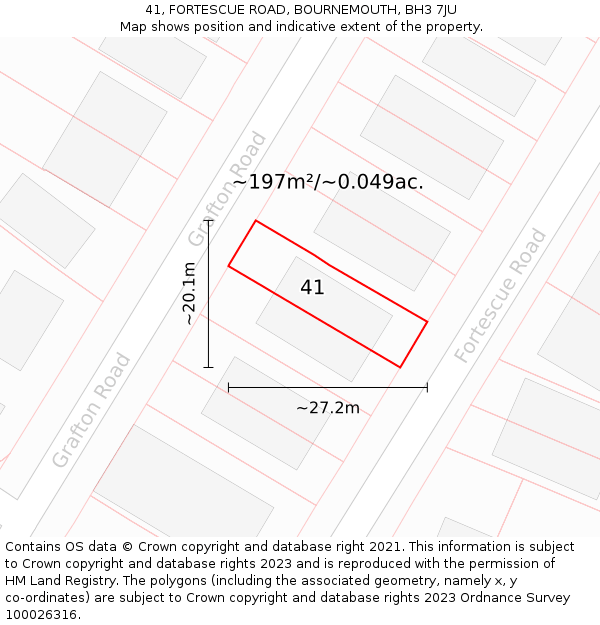 41, FORTESCUE ROAD, BOURNEMOUTH, BH3 7JU: Plot and title map
