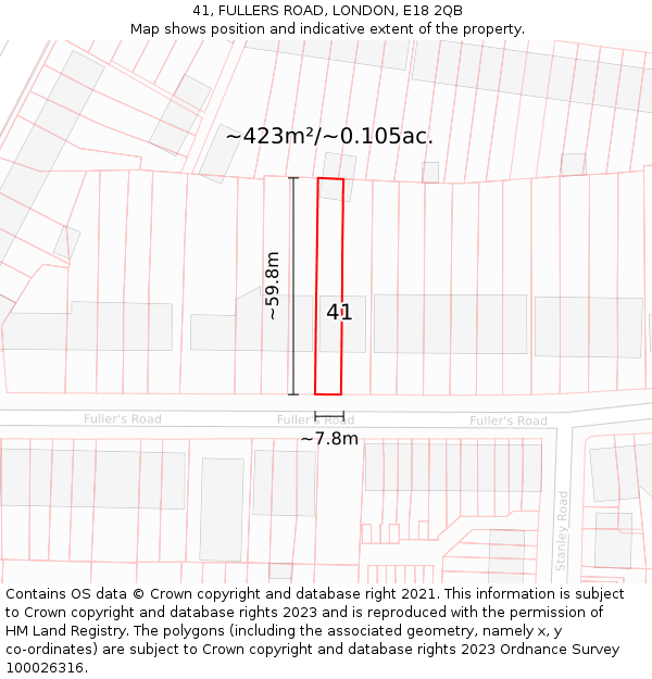 41, FULLERS ROAD, LONDON, E18 2QB: Plot and title map