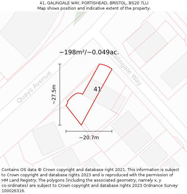 41, GALINGALE WAY, PORTISHEAD, BRISTOL, BS20 7LU: Plot and title map