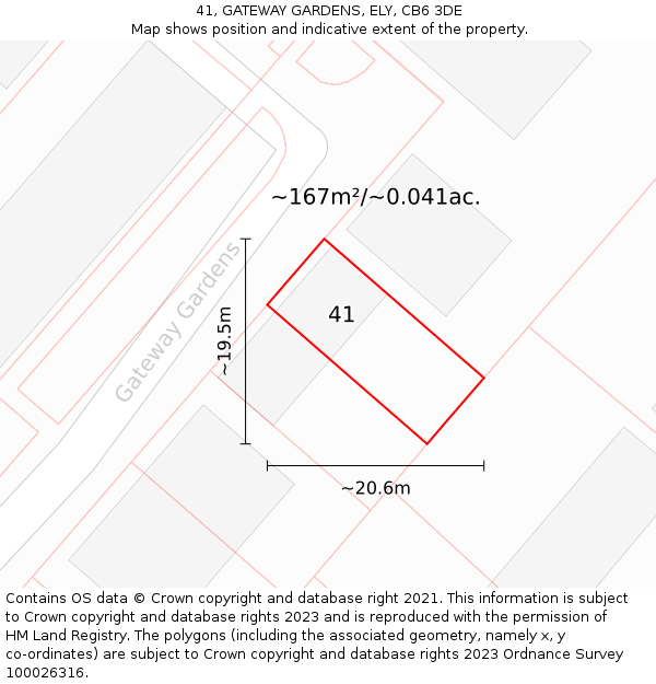 41, GATEWAY GARDENS, ELY, CB6 3DE: Plot and title map
