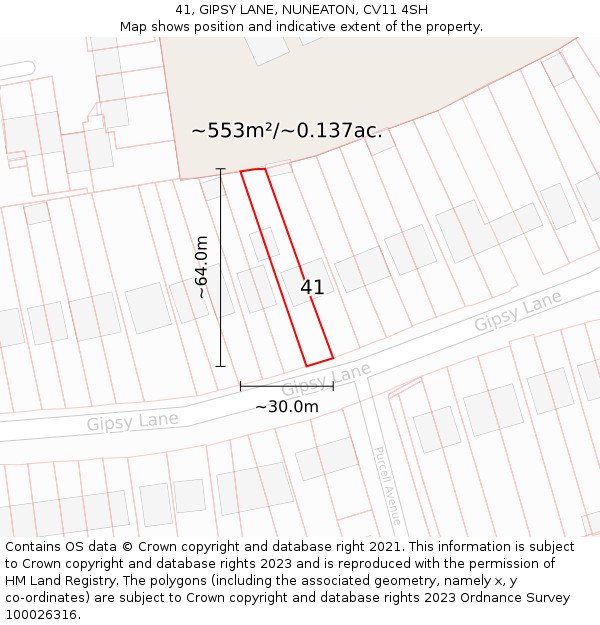 41, GIPSY LANE, NUNEATON, CV11 4SH: Plot and title map