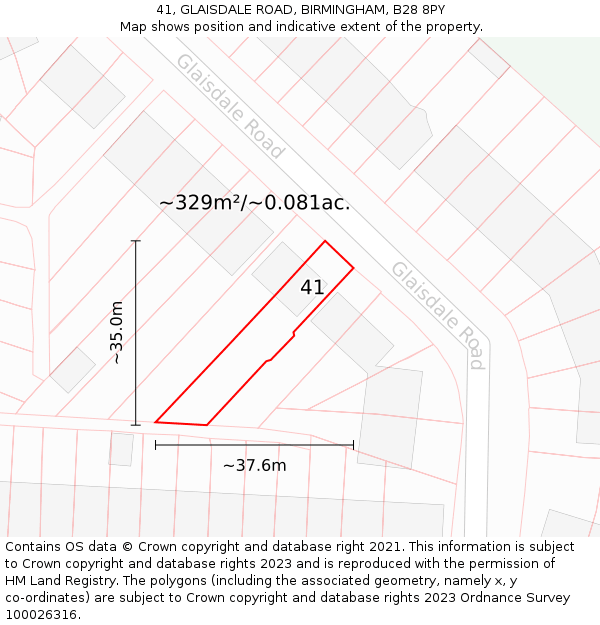 41, GLAISDALE ROAD, BIRMINGHAM, B28 8PY: Plot and title map