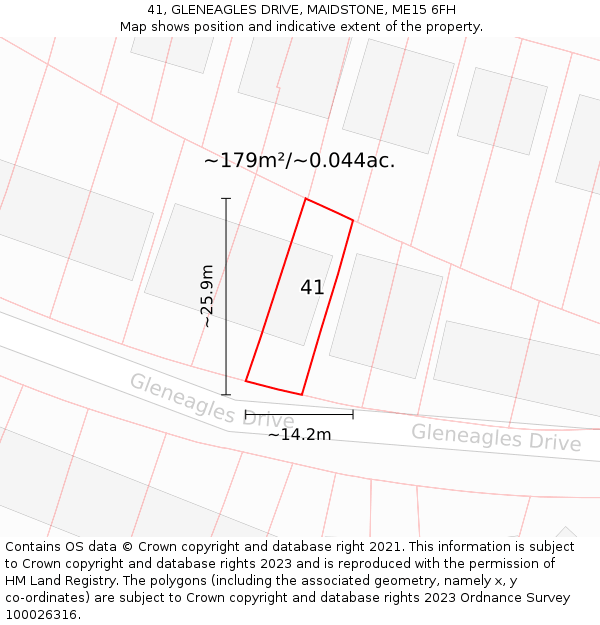 41, GLENEAGLES DRIVE, MAIDSTONE, ME15 6FH: Plot and title map