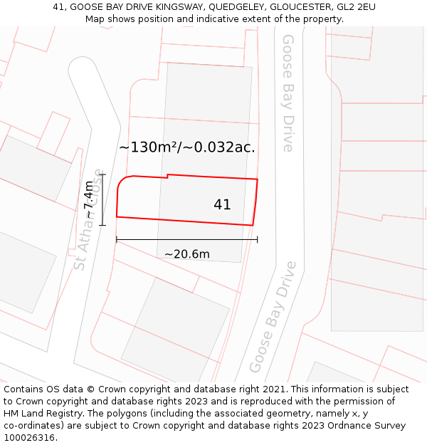 41, GOOSE BAY DRIVE KINGSWAY, QUEDGELEY, GLOUCESTER, GL2 2EU: Plot and title map