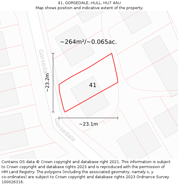 41, GORSEDALE, HULL, HU7 4AU: Plot and title map