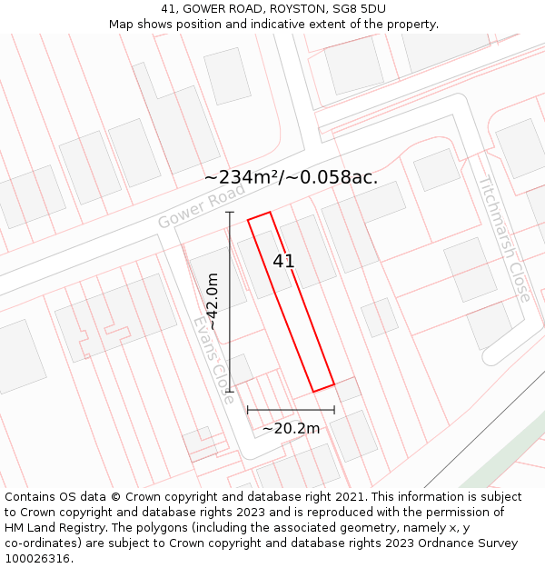 41, GOWER ROAD, ROYSTON, SG8 5DU: Plot and title map