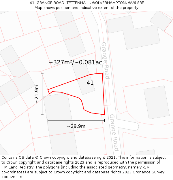 41, GRANGE ROAD, TETTENHALL, WOLVERHAMPTON, WV6 8RE: Plot and title map