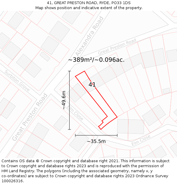 41, GREAT PRESTON ROAD, RYDE, PO33 1DS: Plot and title map
