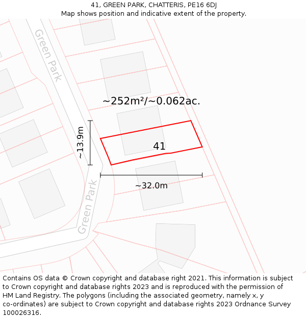 41, GREEN PARK, CHATTERIS, PE16 6DJ: Plot and title map