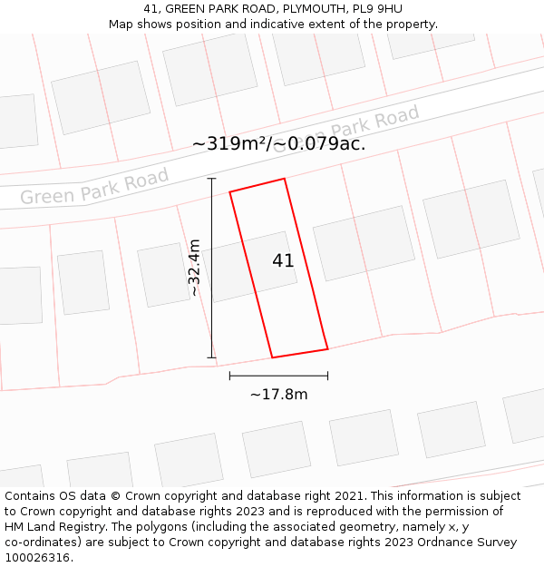 41, GREEN PARK ROAD, PLYMOUTH, PL9 9HU: Plot and title map