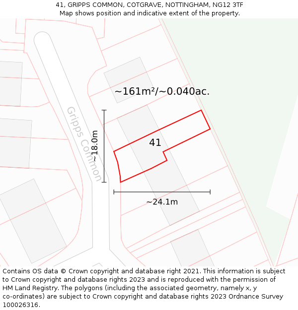 41, GRIPPS COMMON, COTGRAVE, NOTTINGHAM, NG12 3TF: Plot and title map