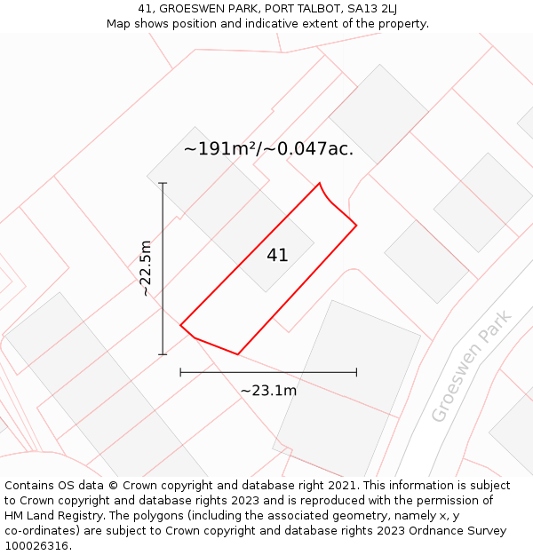 41, GROESWEN PARK, PORT TALBOT, SA13 2LJ: Plot and title map
