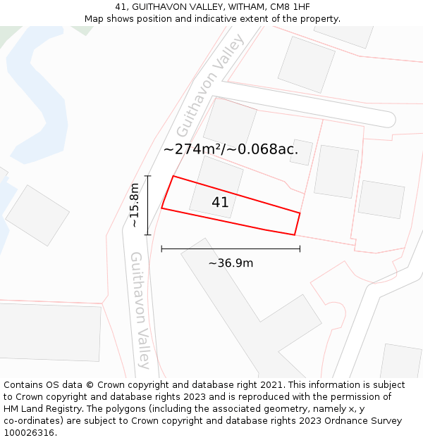 41, GUITHAVON VALLEY, WITHAM, CM8 1HF: Plot and title map