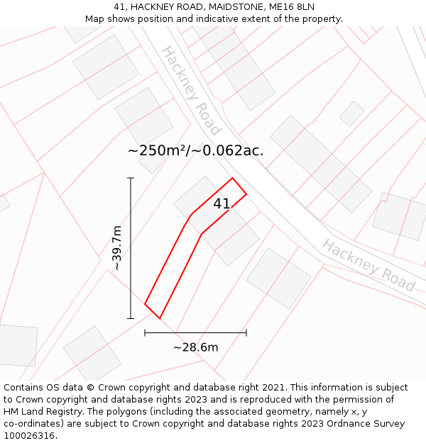 41, HACKNEY ROAD, MAIDSTONE, ME16 8LN: Plot and title map
