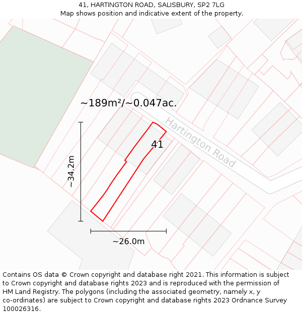 41, HARTINGTON ROAD, SALISBURY, SP2 7LG: Plot and title map