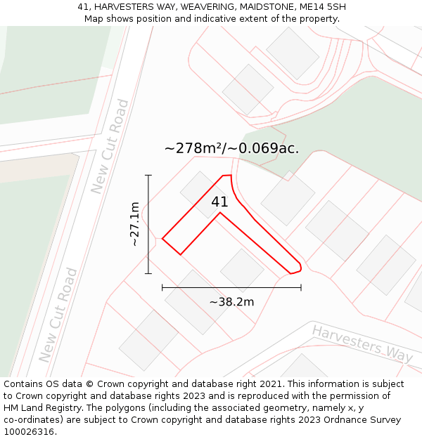41, HARVESTERS WAY, WEAVERING, MAIDSTONE, ME14 5SH: Plot and title map