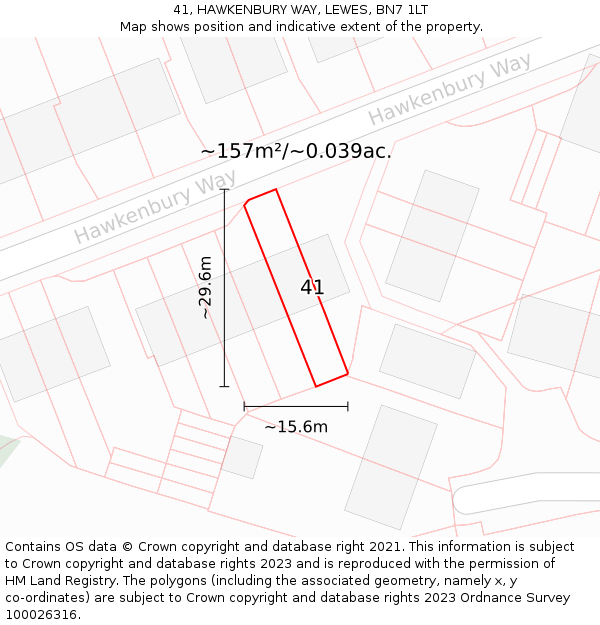 41, HAWKENBURY WAY, LEWES, BN7 1LT: Plot and title map