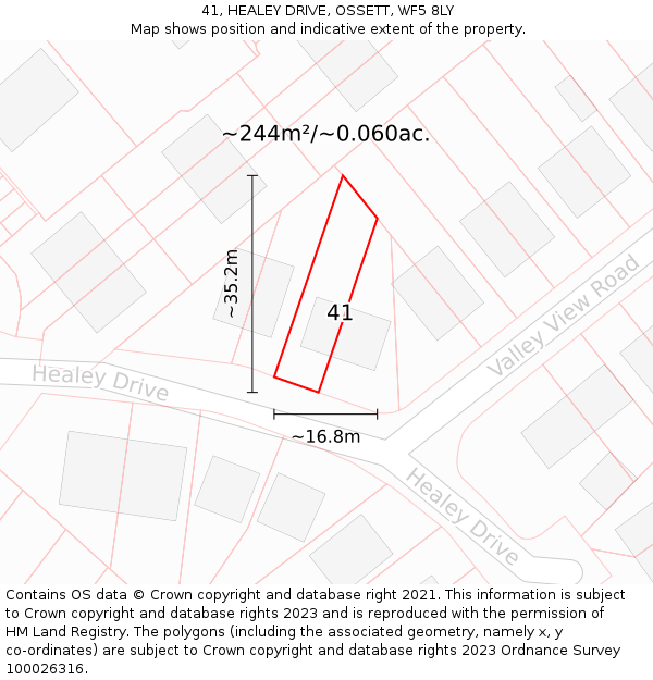 41, HEALEY DRIVE, OSSETT, WF5 8LY: Plot and title map