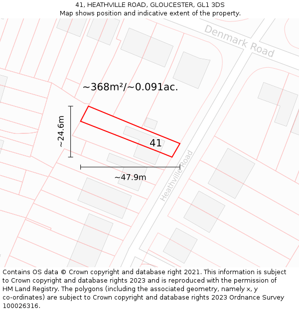 41, HEATHVILLE ROAD, GLOUCESTER, GL1 3DS: Plot and title map