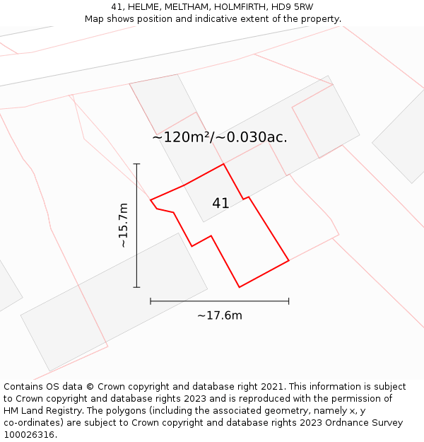 41, HELME, MELTHAM, HOLMFIRTH, HD9 5RW: Plot and title map