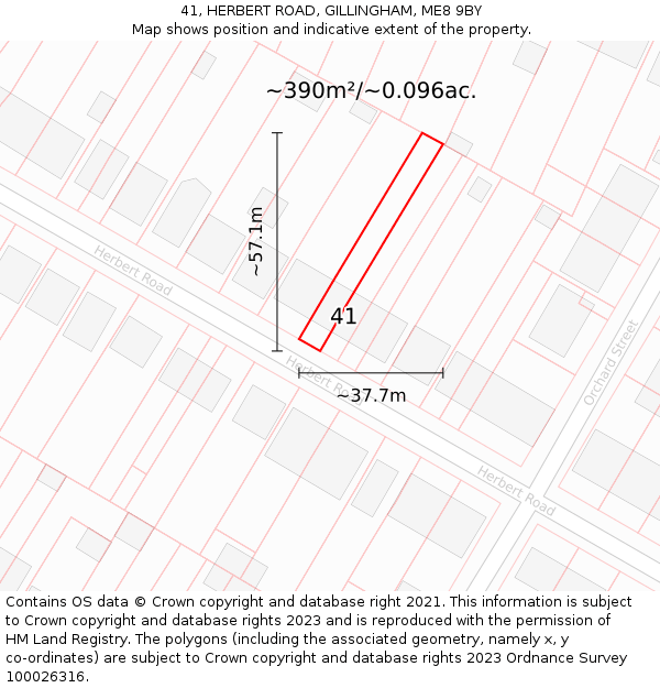 41, HERBERT ROAD, GILLINGHAM, ME8 9BY: Plot and title map