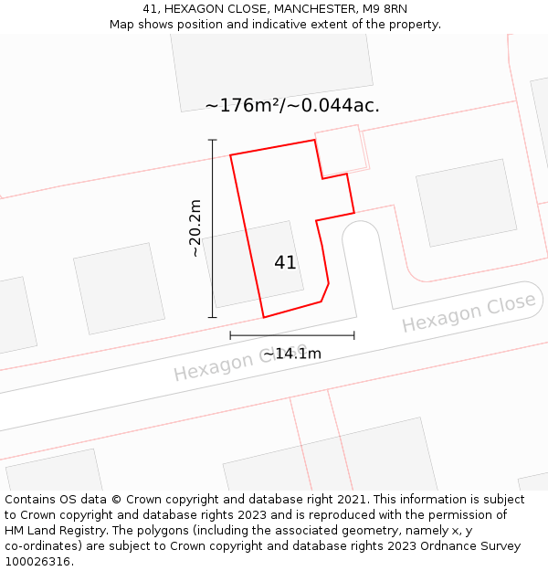 41, HEXAGON CLOSE, MANCHESTER, M9 8RN: Plot and title map