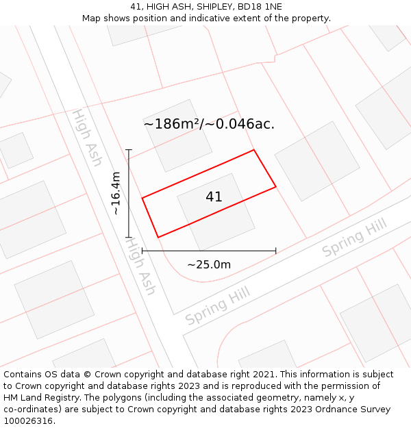 41, HIGH ASH, SHIPLEY, BD18 1NE: Plot and title map