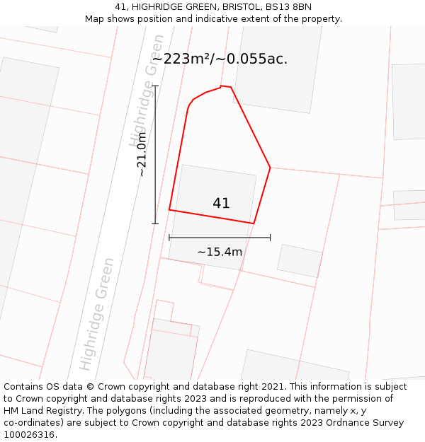 41, HIGHRIDGE GREEN, BRISTOL, BS13 8BN: Plot and title map