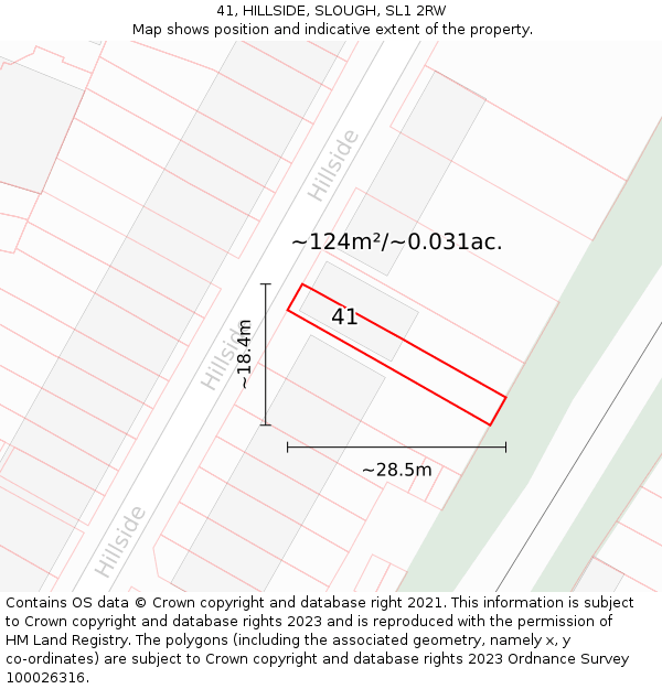 41, HILLSIDE, SLOUGH, SL1 2RW: Plot and title map