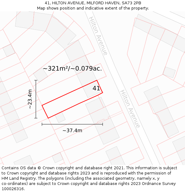 41, HILTON AVENUE, MILFORD HAVEN, SA73 2PB: Plot and title map