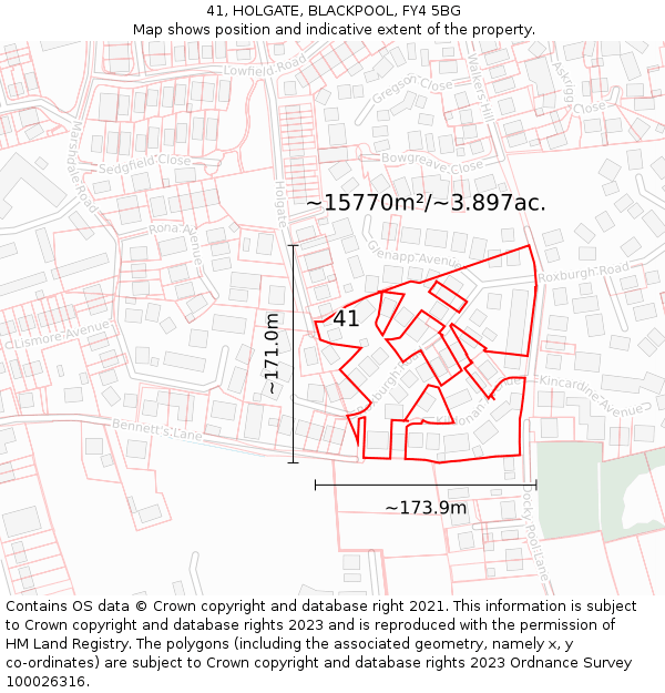 41, HOLGATE, BLACKPOOL, FY4 5BG: Plot and title map